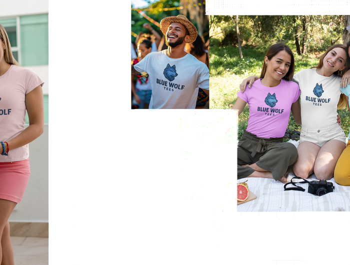 <h1>Welcome to</h1><h1>Blue Wolf Tees</h1>